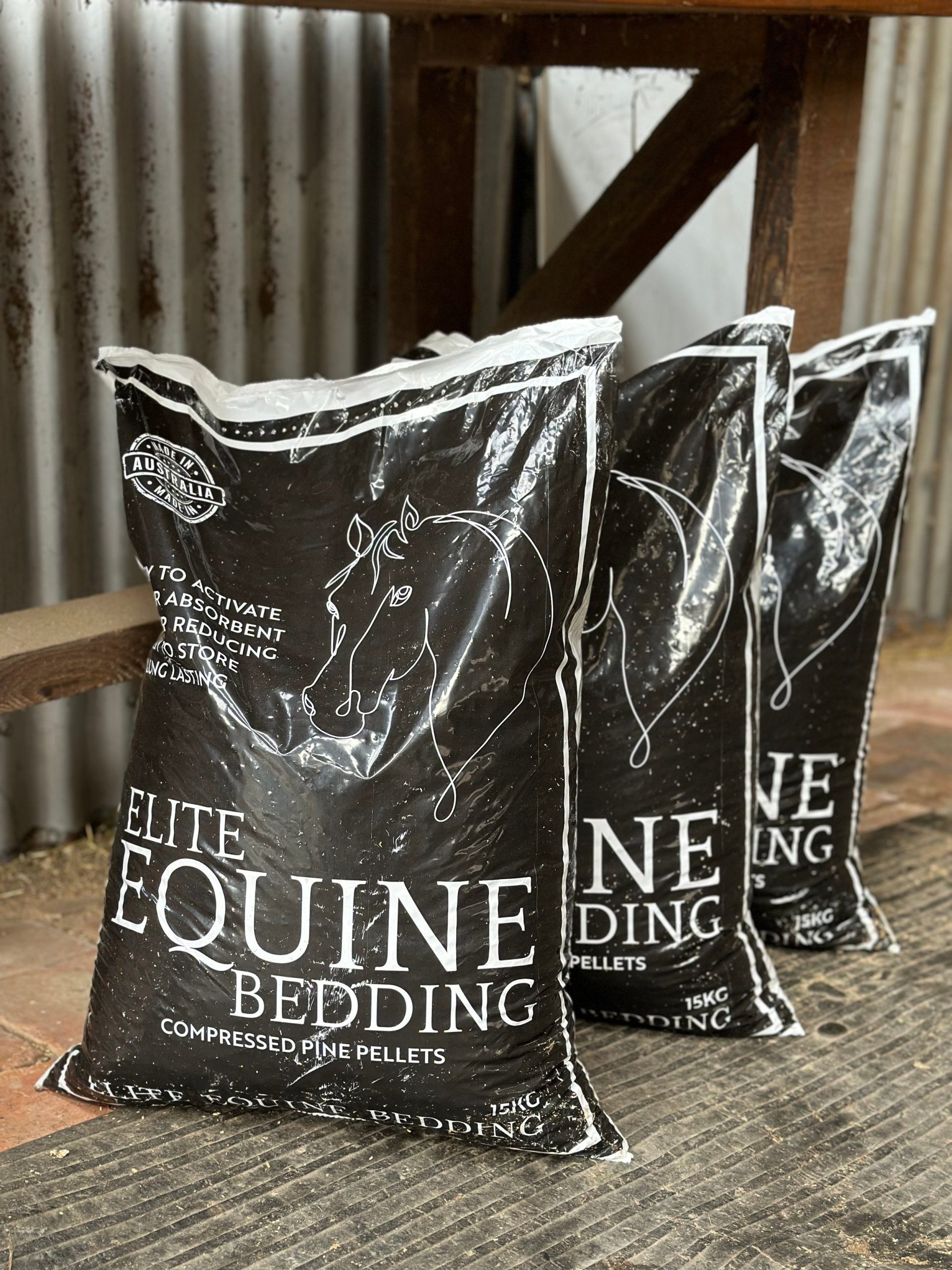 View of ELITE Equine Pine Bedding Pellets 15kg - EquinAg